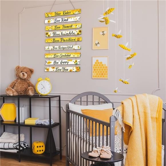 Humble Bee Sign Hive Rules Plaque Gift Christmas Bee Wall Ornament for Xmas Home - Picture 3 of 7